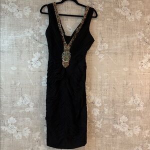 Mandalay by Julian Joyce-Elegant Black Dress with Beaded Neckline